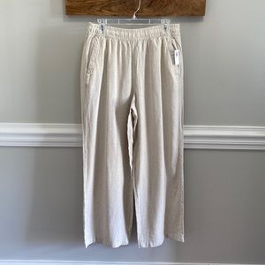 Old Navy NWT Linen Blend Wide Leg Pants, Cream, Tie front inside, High Rise